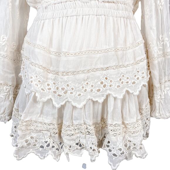 LoveShackFancy Dress Mini Dress White Dress Ruffle Popover Dress in Cream - Picture 9 of 14